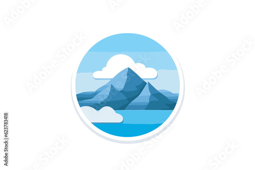 Vector of a mountain landscape with clouds and mountains in the background