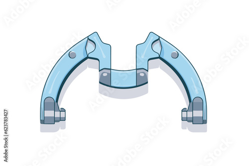 Vector of a pair of blue metal clamps on a white background