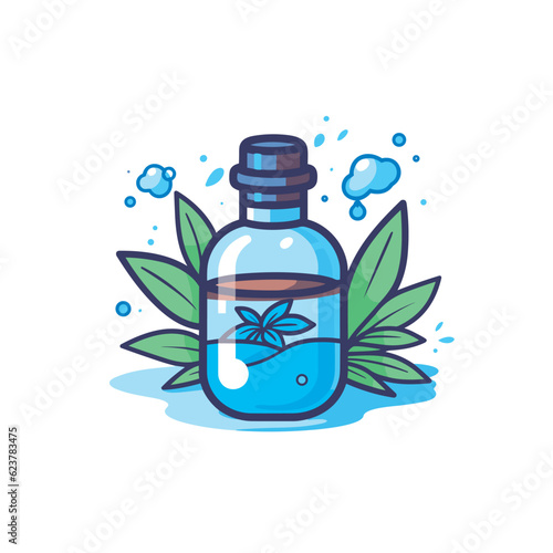 Vector of a bottle with a marijuana leaf inside of it