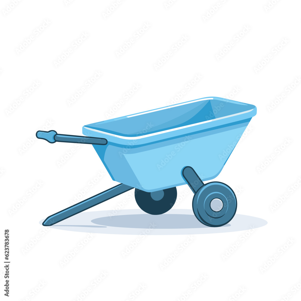 Vector of a blue wheelbarrow with wheels on a white background Vector of a blue wheelbarrow with wheels on a white background