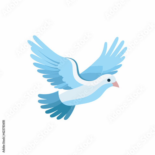 Vector of a blue and white bird flying with its wings spread