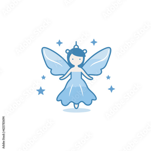 Vector of a fairy with blue wings and a tiara