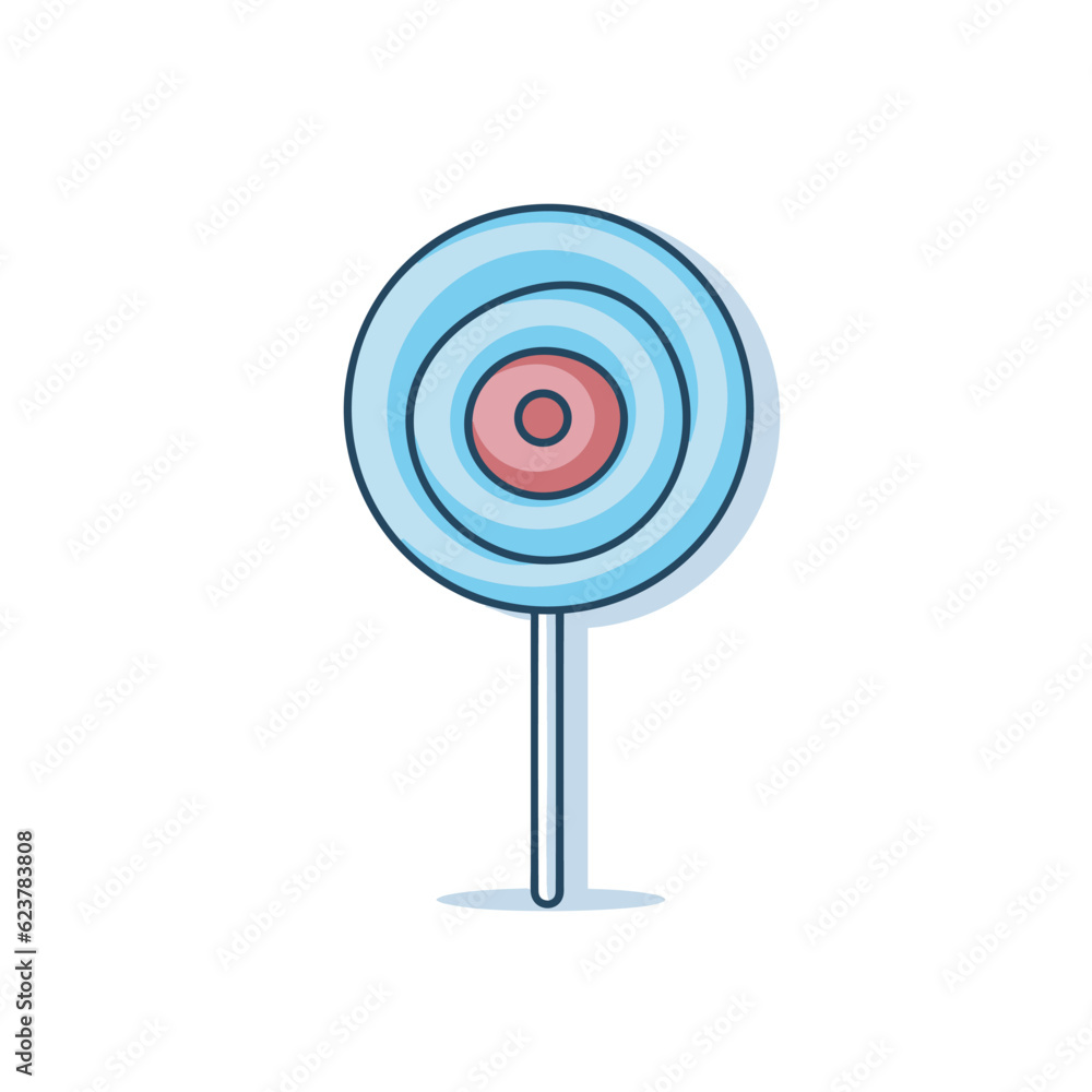 Vector of a flat icon of a blue and red lollipop on a white background Vector of a flat icon of a blue and red lollipop on a white background