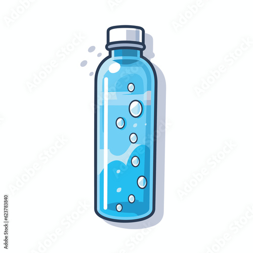 Vector of a flat icon vector of a water bottle with sparkling bubbles