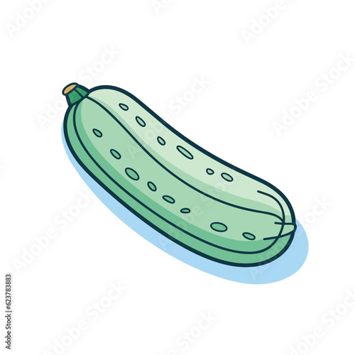 Vector of a flat icon vector of a green cucumber on a white background