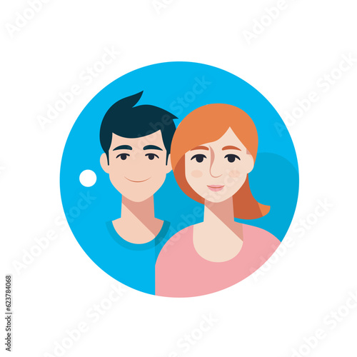 Vector of a flat icon vector of a man and woman looking at the camera
