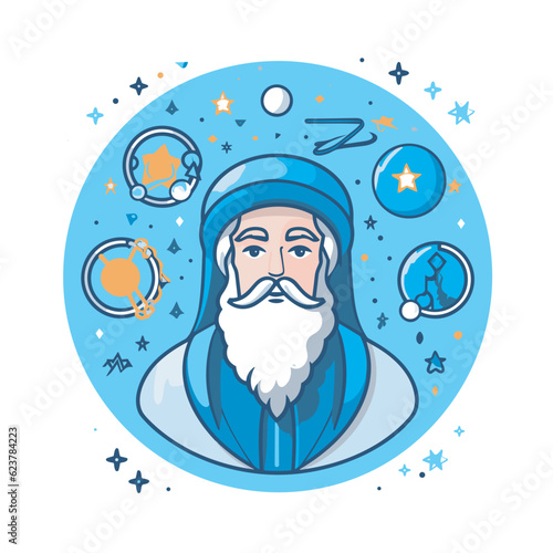 Vector of an illustration of a man with a beard and a beard