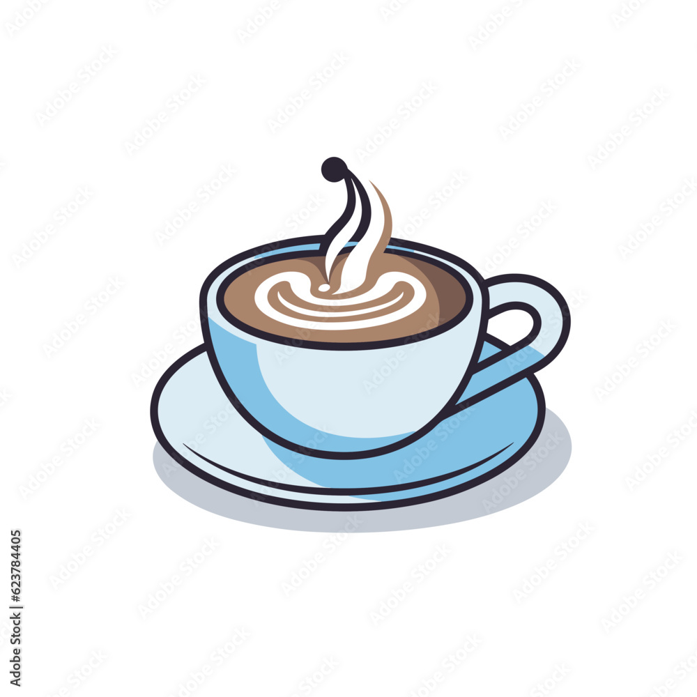 Vector of a flat icon vector of a cup of coffee on a saucer Vector of a flat icon vector of a cup of coffee on a saucer