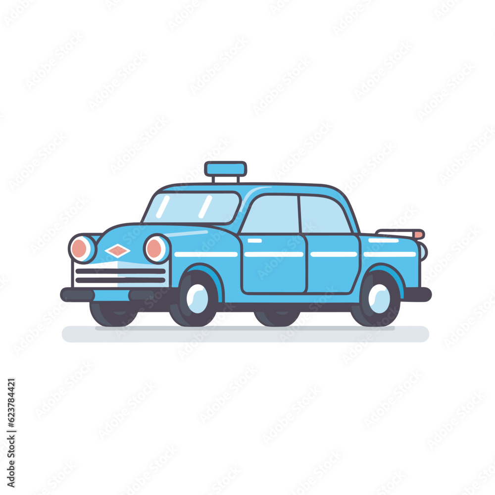 Vector of a blue police car icon on a white background