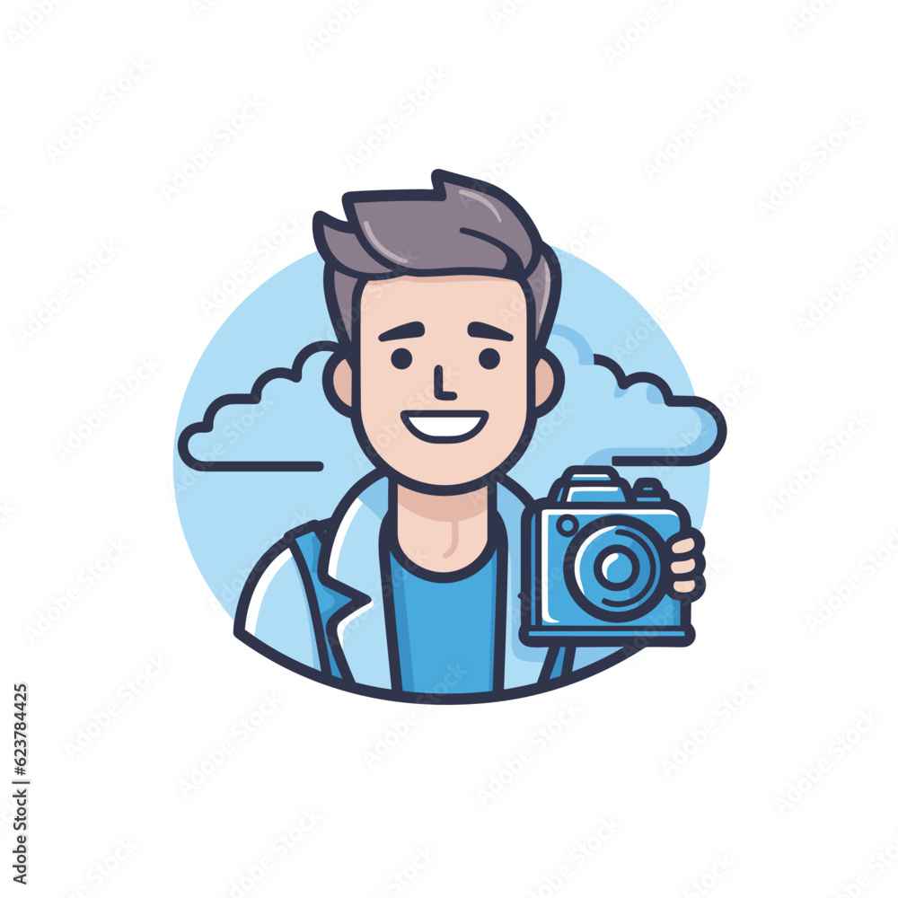 Vector of a flat icon of a man holding a camera