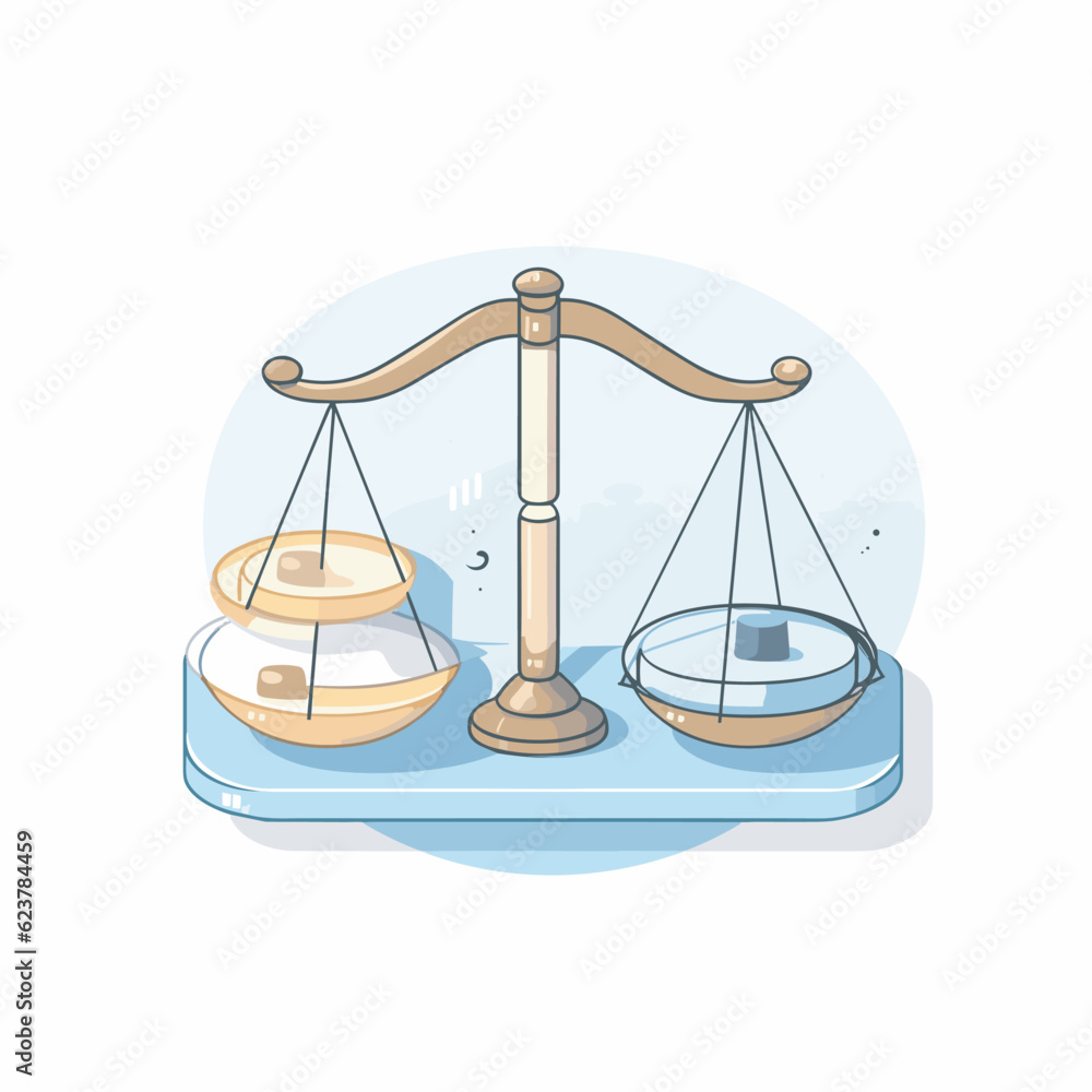 Vector of a balanced scale icon in a flat design Vector of a balanced scale icon in a flat design