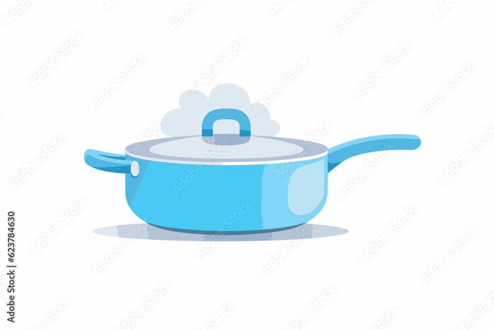 Vector of a flat icon vector of a blue pot with a lid on a white background Vector of a flat icon vector of a blue pot with a lid on a white background