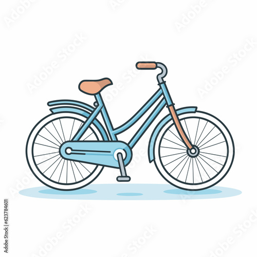 Vector of a flat icon of a blue bicycle with a brown handlebar