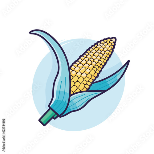 Vector of a flat icon vector of a corn on the cob on a white background