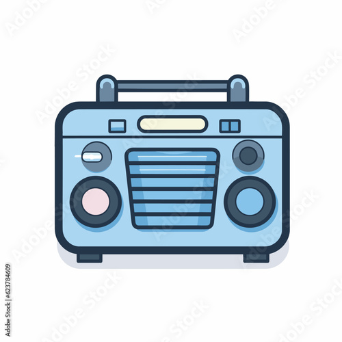 Vector of a flat icon vector of a radio with a boombox on top