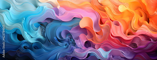 Abstract waves in shades of pale rainbow color beige canvas background Generative AI