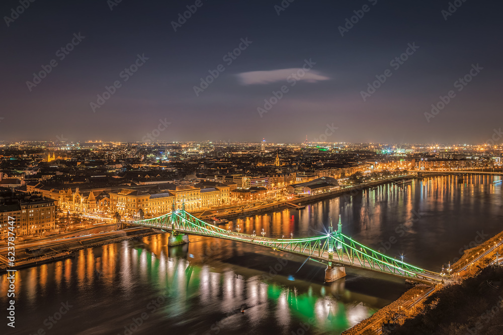 Long exposure photo of Budapest in the evening.