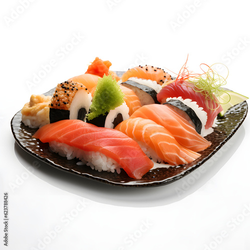 Ultra-Realistic AI Generated Plate of sushi nigiri Image Perfect for Cooking Blogs and Websites