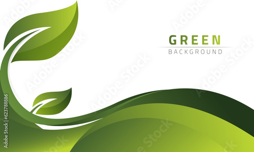 Abstract green leaves wave banner background. vector