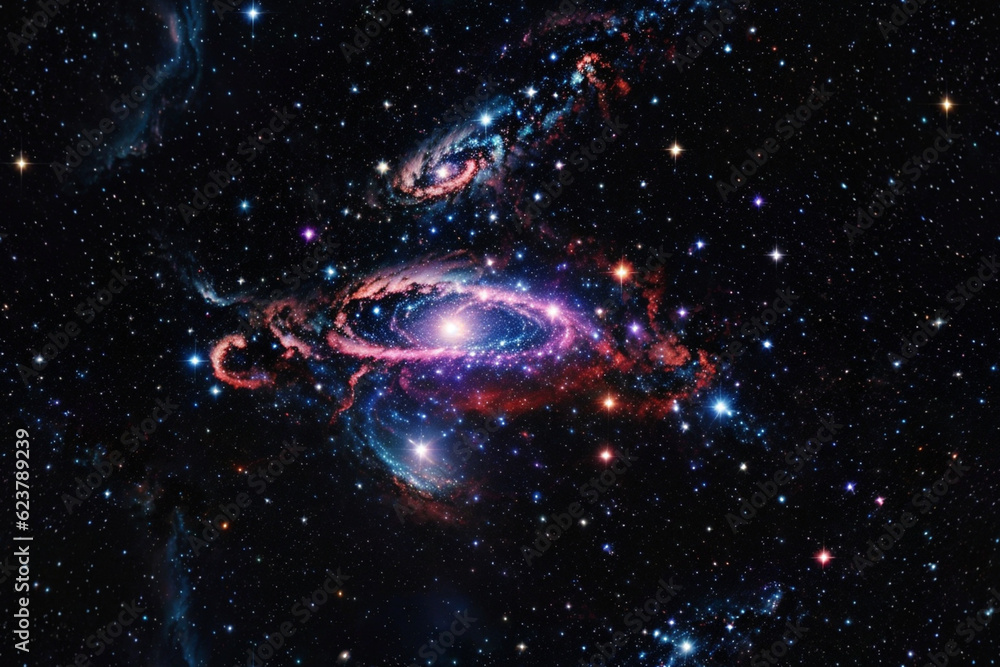 Colorful space galaxy cloud nebula. Stary night cosmos. Universe science astronomy. Supernova background wallpaper. Generative Al
Colorful space galaxy cloud nebula. Stary night cosmos. Universe science astronomy. Supernova background wallpaper. Generative Al