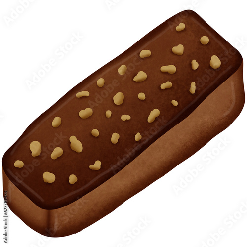 Chocolate wafer isolated on transparent background