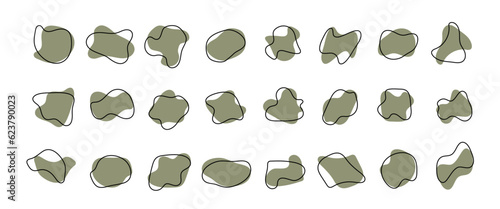 Set of irregular round blot form graphic element. Organic abstract fluid shapes isolated on white background.