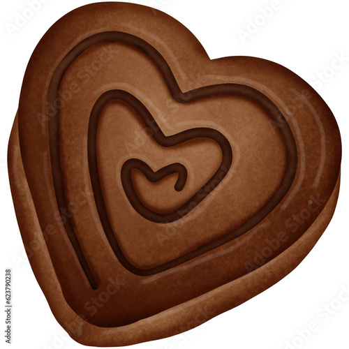 Chocolate heart isolated on transparent background