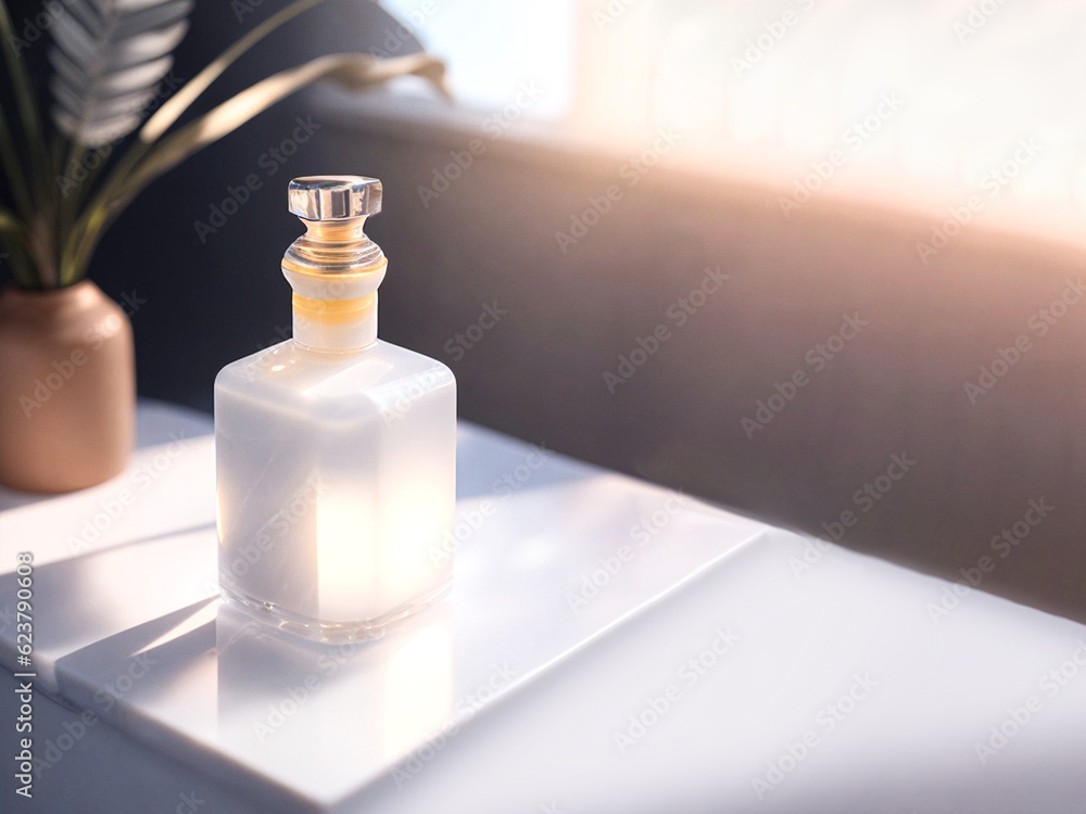 Naklejka premium White cream in glass jar. Body, hair, skin care for women's health. Bottle for body moisturizer. Generative AI.