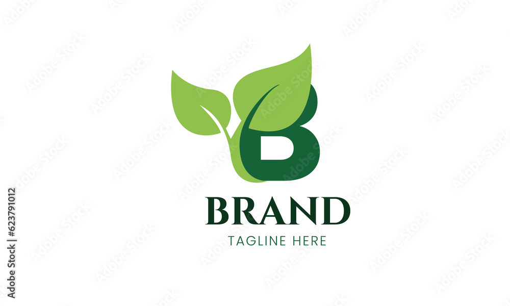 Letter B and leaf Logo. Nature Green color isolated on White Background. Usable for Business and Branding Logos. Vector Graphic Branding Element Letter B and leaf Logo. Nature Green color isolated on White Background. Usable for Business and Branding Logos. Vector Graphic Branding Element