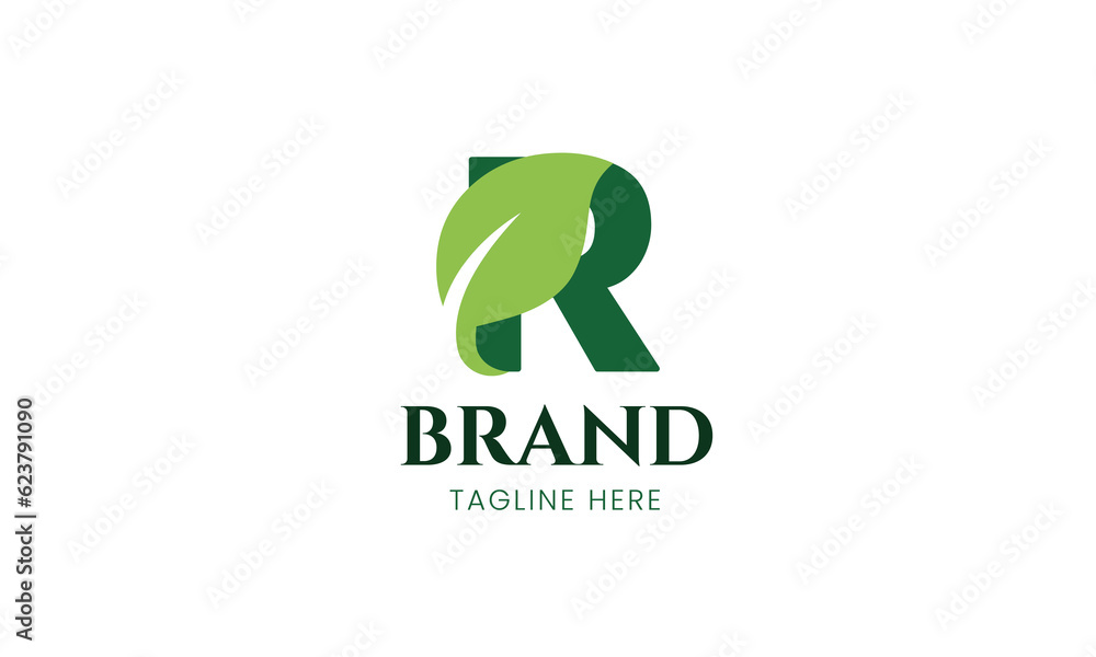 Letter R and leaf Logo. Nature Green color isolated on White Background. Usable for Business and Branding Logos. Vector Graphic Branding Element Letter R and leaf Logo. Nature Green color isolated on White Background. Usable for Business and Branding Logos. Vector Graphic Branding Element