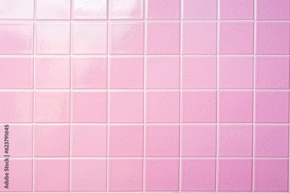 Fototapeta premium Pink tile wall background bathroom floor texture.