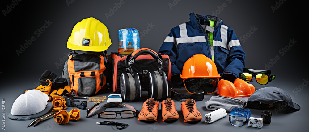 Various Industrial safety equipment to protect personal safety Stock ...