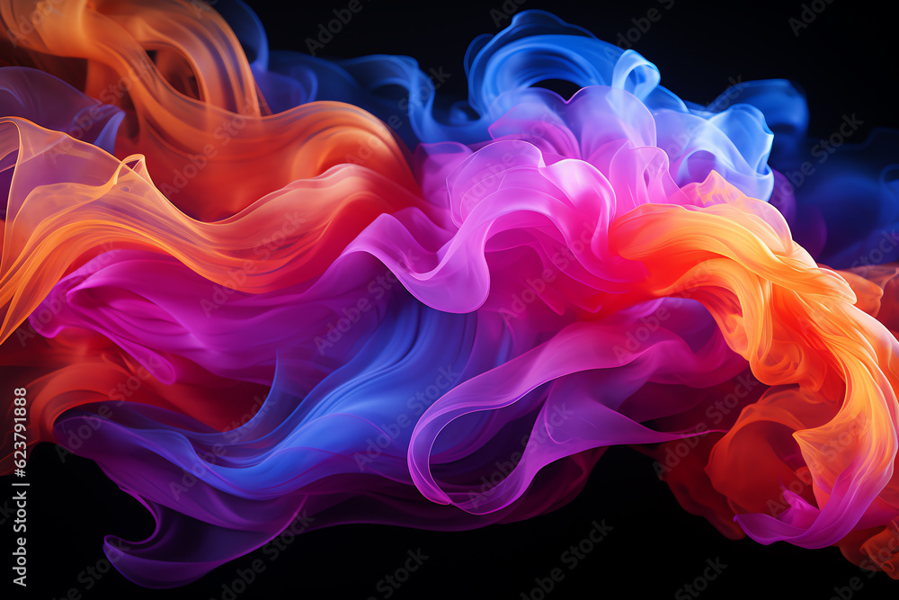 multicolor smoke on black background, AI generated multicolor smoke on black background, AI generated