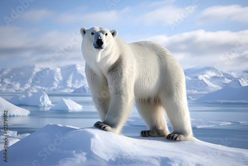 polar bear in the snow in polar regions