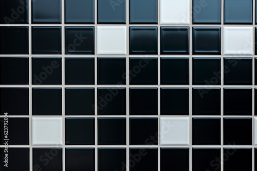 Black tile wall background bathroom floor texture.
