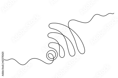 WI-FI signal one line art,hand drawn internet hotspot,access point continuous contour.Free zone wireless online concept,template outline. Technology device with antenna.Editable stroke.Isolated.Vector