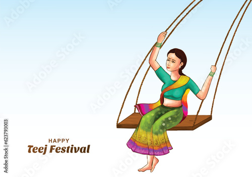 Happy hariyali teej indian festival card background photo