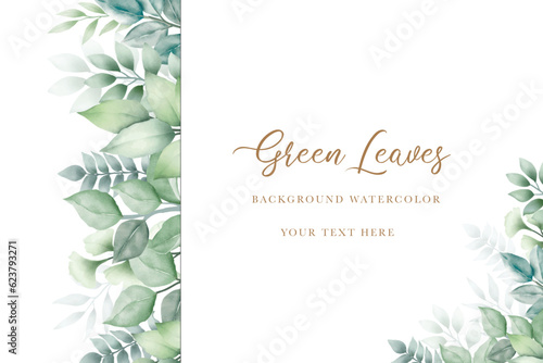 watercolor green leaves background
 