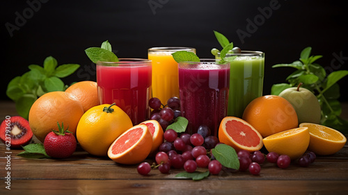 Assortment of fresh fruit juice 