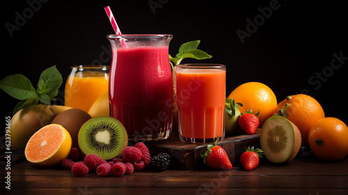 Assortment of fresh fruit juice 