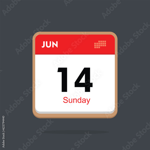 sunday 14 june icon with black background, calender icon	