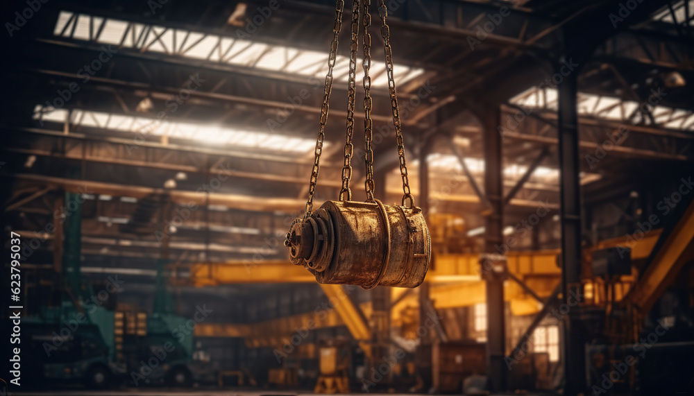 Fototapeta premium Industrial overhead crane in factory