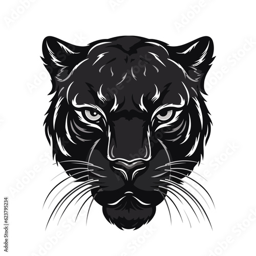Panther head logo design. Abstract drawing panther face. Cute panther face