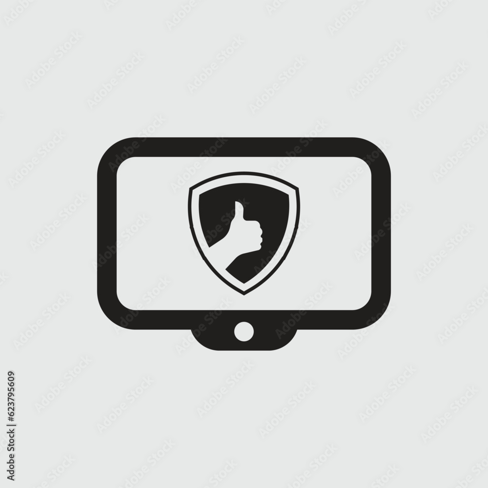 Computer thumb shield vector logo icon. Computer thumb shield vector logo icon.