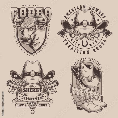 Wild west monochrome set flyers