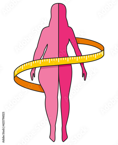 Losing weight - comparsion of fat and slim body