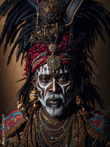 African witch doctor in voodoo attire AI-generated