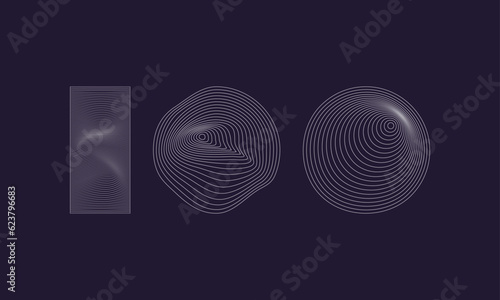 Wireframe Abstract Geometric Vector universal Shapes Y2K style modern design, brutalist Icons, basic figures in retro futuristic assets, symbols and objects for logo, posters, banners, stickers