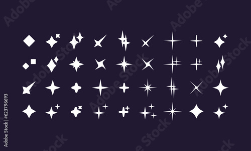 Stars Abstract Geometric Vector universal Shapes Y2K style modern design, brutalist Icons, basic figures in retro futuristic assets, symbols and objects for logo, posters, banners, stickers