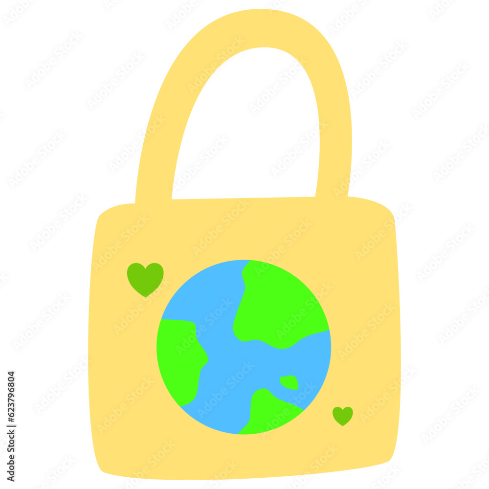 Cute Eco World Tote Bag Vector Cartoon Illustration Doodle Cute Eco World Tote Bag Vector Cartoon Illustration Doodle